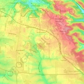 Sykhivskyi District topographic map, elevation, terrain