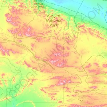 Karijini National Park topographic map, elevation, terrain