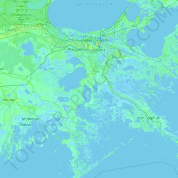 Jefferson Parish topographic map, elevation, terrain