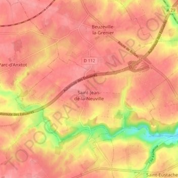 Saint-Jean-de-la-Neuville topographic map, elevation, terrain