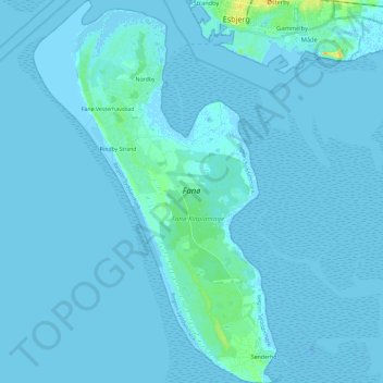 Fanø topographic map, elevation, terrain