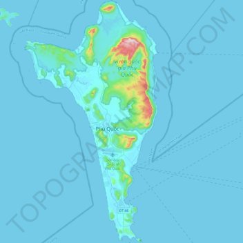 Phu Quoc Island topographic map, elevation, terrain
