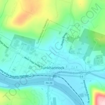 Tunkhannock topographic map, elevation, terrain