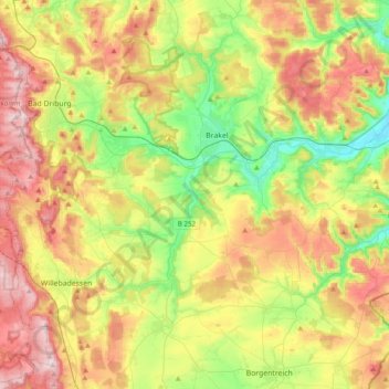 Nethe topographic map, elevation, terrain