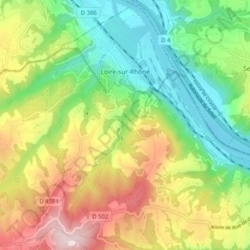 Loire-sur-Rhône topographic map, elevation, terrain
