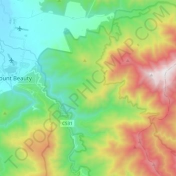 Mount Beauty topographic map, elevation, terrain