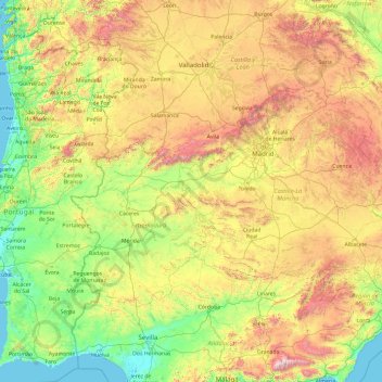 Tagus topographic map, elevation, terrain