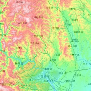 Yiling District topographic map, elevation, terrain