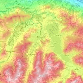 Einsiedeln topographic map, elevation, terrain