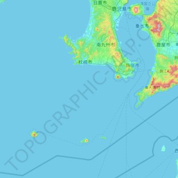 Minamisatsuma topographic map, elevation, terrain