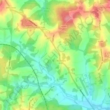 Whatlington topographic map, elevation, terrain