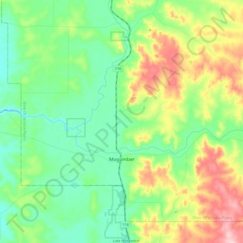 Mogumber topographic map, elevation, terrain
