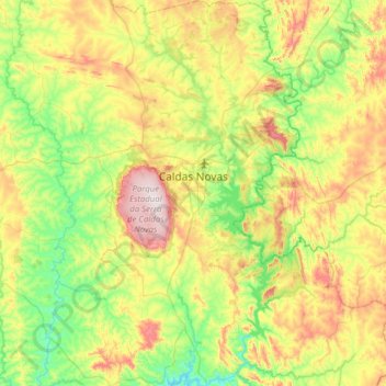 Caldas Novas topographic map, elevation, terrain