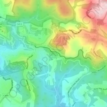 Selby topographic map, elevation, terrain