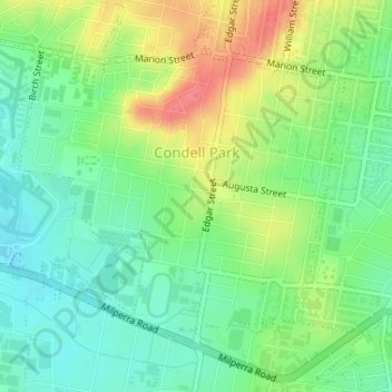 Condell Park topographic map, elevation, terrain