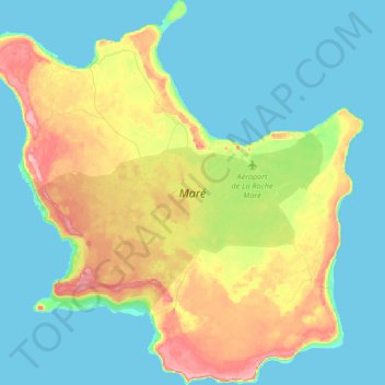 Maré Island topographic map, elevation, terrain