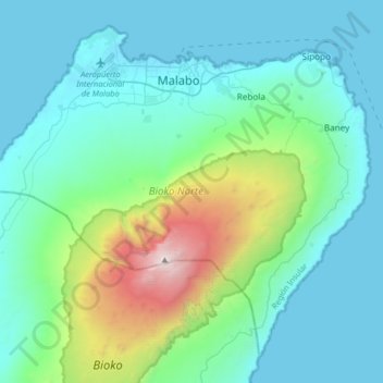 Bioko Norte topographic map, elevation, terrain
