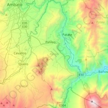 Pelileo topographic map, elevation, terrain