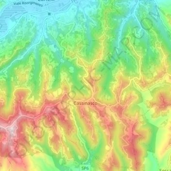 Cassinasco topographic map, elevation, terrain
