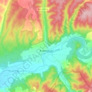 Puentedura topographic map, elevation, terrain