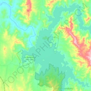 Lake Burrendong topographic map, elevation, terrain