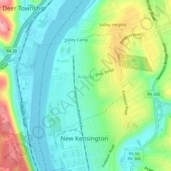 Arnold topographic map elevation - Thumbnail