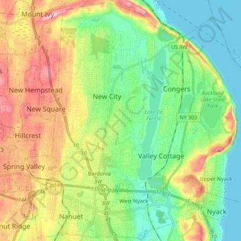 Town of Clarkstown topographic map, elevation, terrain