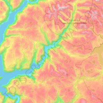 Sogn og Fjordane topographic map, elevation, terrain
