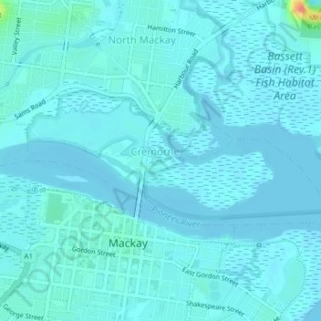 Cremorne topographic map, elevation, terrain