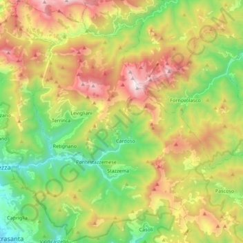 Stazzema topographic map, elevation, terrain