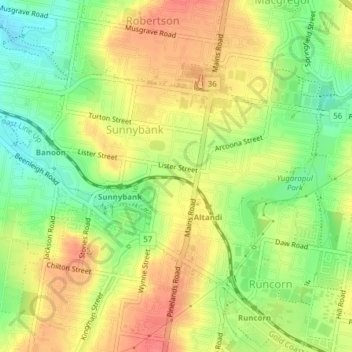 Sunnybank topographic map, elevation, terrain