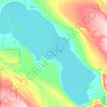 Tustumena Lake topographic map, elevation, terrain