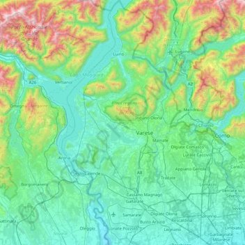 Varese topographic map, elevation, terrain