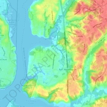 Fort Washington topographic map, elevation, terrain
