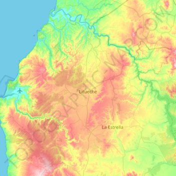Litueche topographic map, elevation, terrain