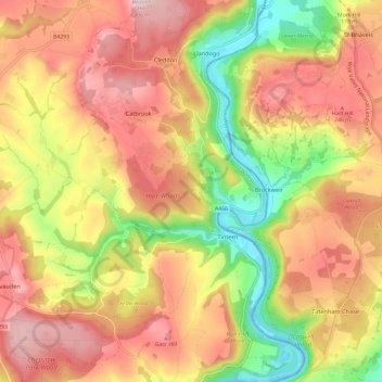 Wye Valley topographic map, elevation, terrain