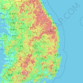 Gyeongsang do Norte topographic map, elevation, terrain