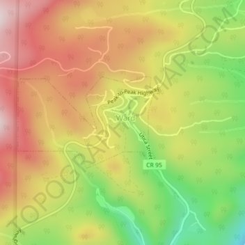 Ward topographic map, elevation, terrain