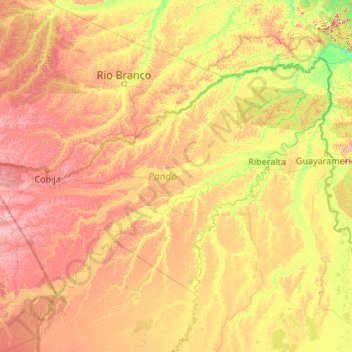 Pando topographic map, elevation, terrain