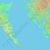 Hecate Strait topographic map, elevation, terrain