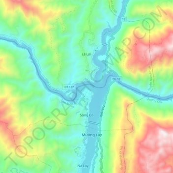Phường Sông Đà topographic map, elevation, terrain