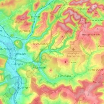 Bezirk Halberg topographic map, elevation, terrain