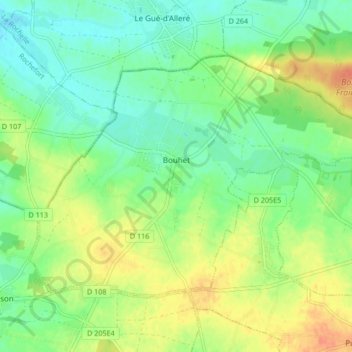 Bouhet topographic map, elevation, terrain