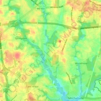Mitchellville topographic map, elevation, terrain