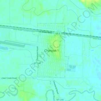 Chinook topographic map, elevation, terrain