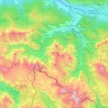 Prags topographic map, elevation, terrain