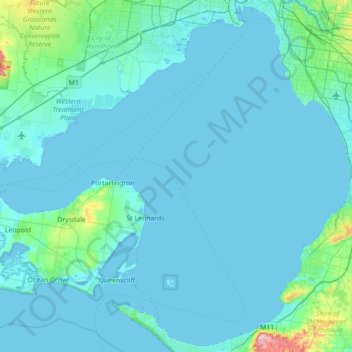 Port Phillip topographic map, elevation, terrain