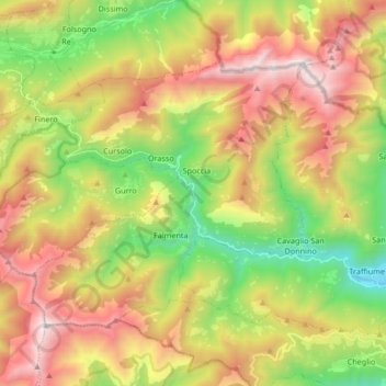 Valle Cannobina topographic map, elevation, terrain