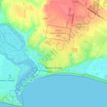 Ocean Grove topographic map, elevation, terrain