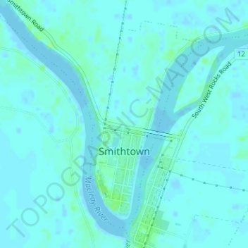 Smithtown topographic map, elevation, terrain